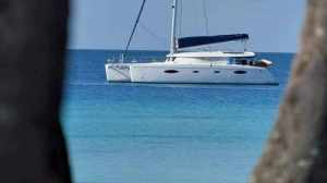 a small boat in a large body of water